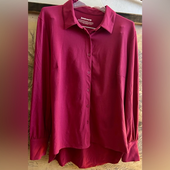 Betabrand Maroon Red Wine Button-Up Shirt Stretch SZ Medium - Picture 1 of 6